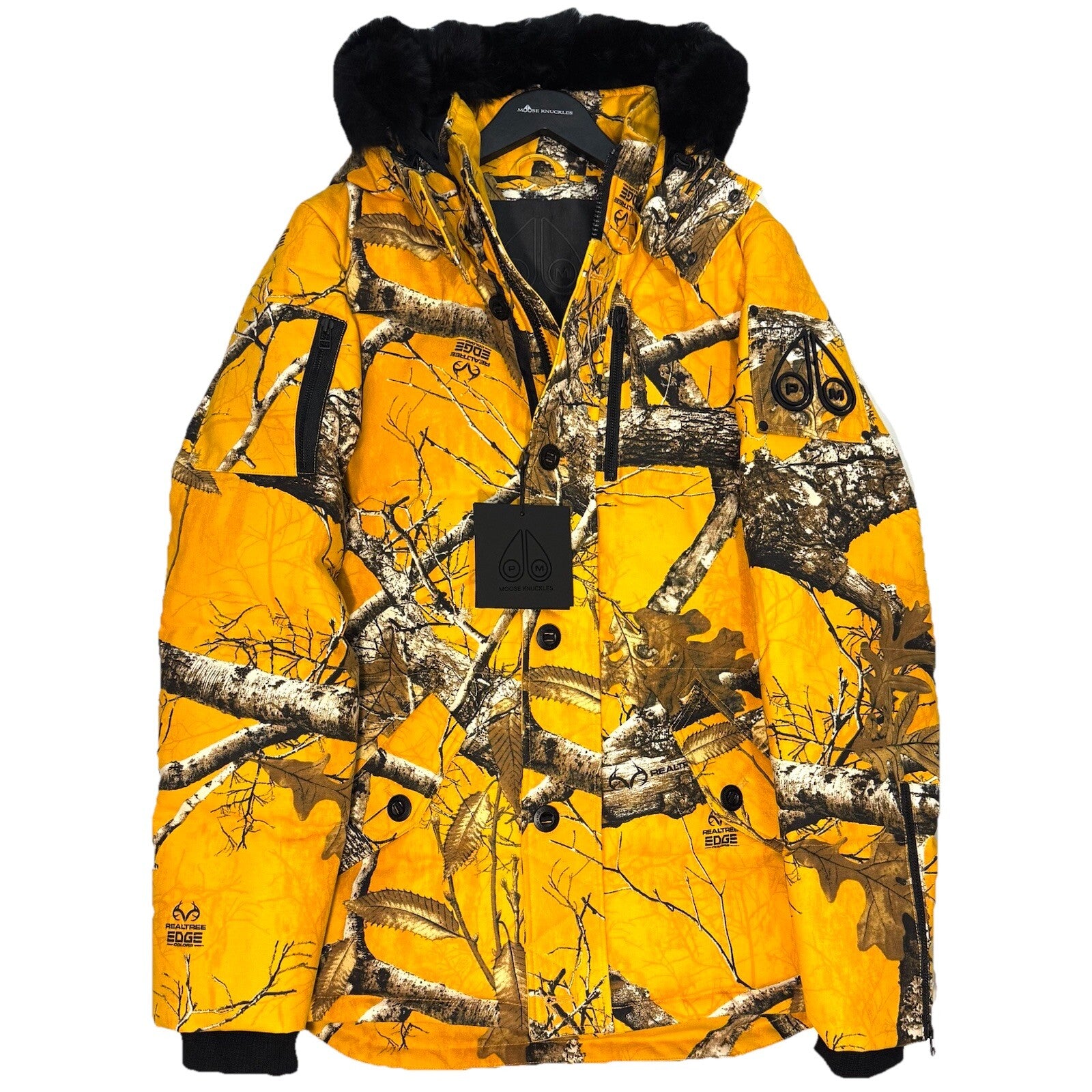 MOOSE KNUCKLES x Post Malone Mens 3Q Shearling Realtree Coat Yellow -MSRP $1,295