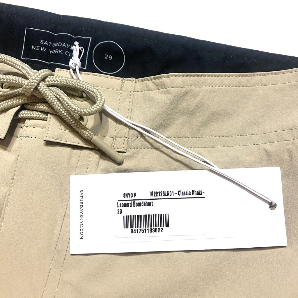 SATURDAYS NYC Mens Leonard Board Short Swim Trunks Khaki Beige 29 (MSRP $125)