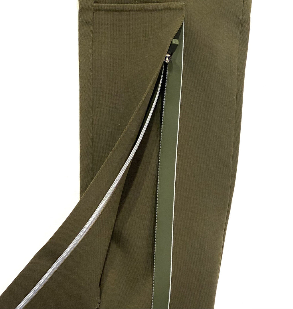 WARDROBE NYC Womens Front Zip Leggings Military Green (MSRP $450)