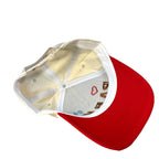 PARKE Womens Logo Heart 24 Embroidered Snapback Trucker Hat Beige Red