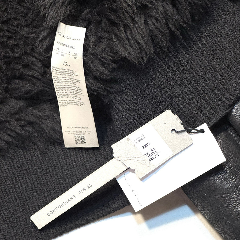 RICK OWENS Womens Concordians Leather Shearling Fur Jacket Black 40 -MSRP $3,863