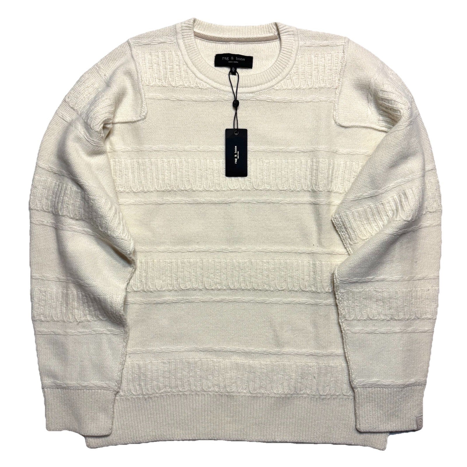 RAG & BONE Mens Colton Wool Crewneck Sweater Ivory White XL (MSRP $398)