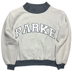 PARKE Womens Inside Out Mockneck Fleece Logo Graphic Sweatshirt Grey S/M