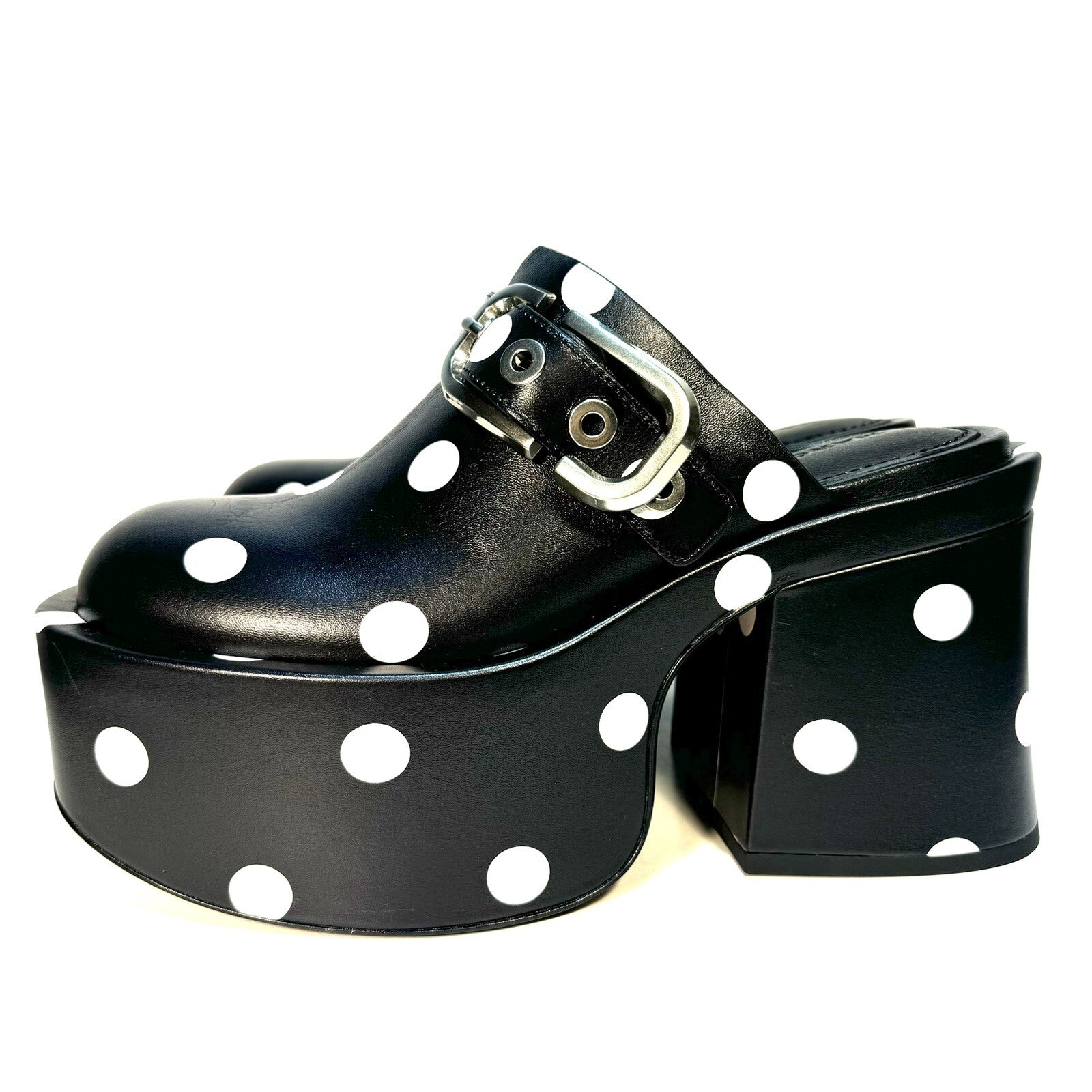 MARC JACOBS Womens The Polka Dot Kiki Platform Clog Shoes Black 10 (MSRP $495)