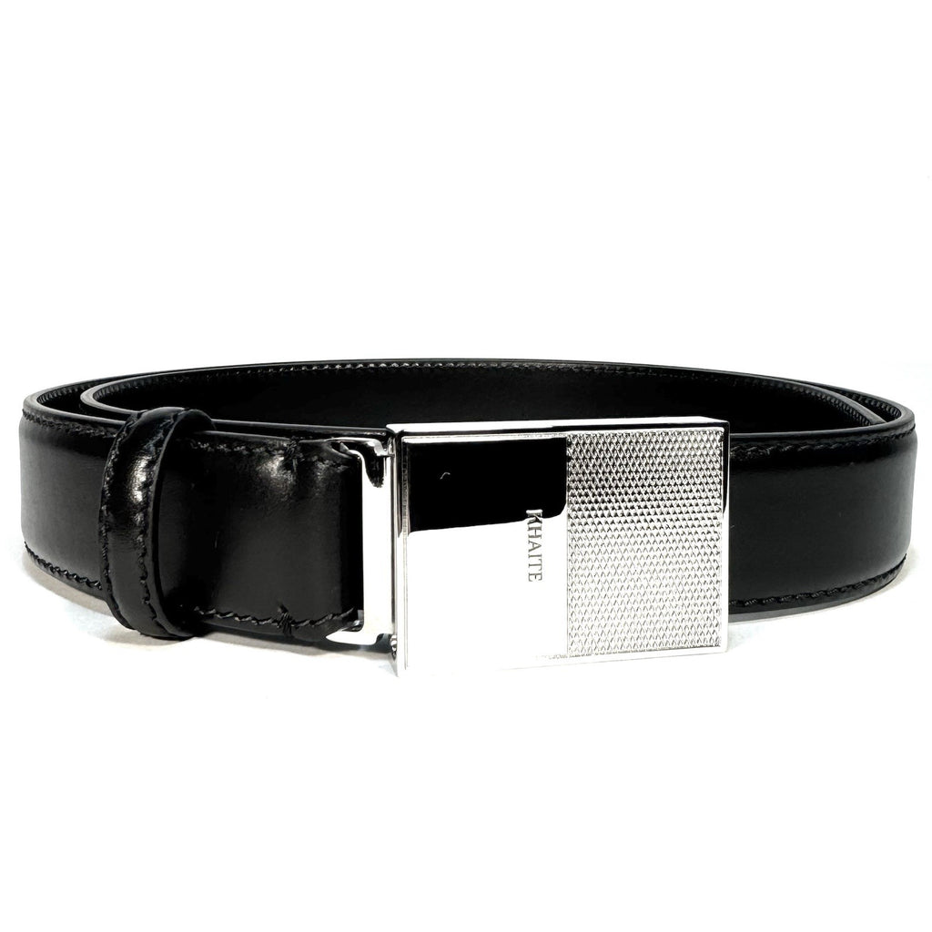 KHAITE Womens Elio Calf Leather Silver Clasp Buckle Belt Black (MSRP $690)