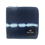 PS PAUL SMITH Tie Dye Logo Canvas Zip Wallet Navy Blue (MSRP $150)