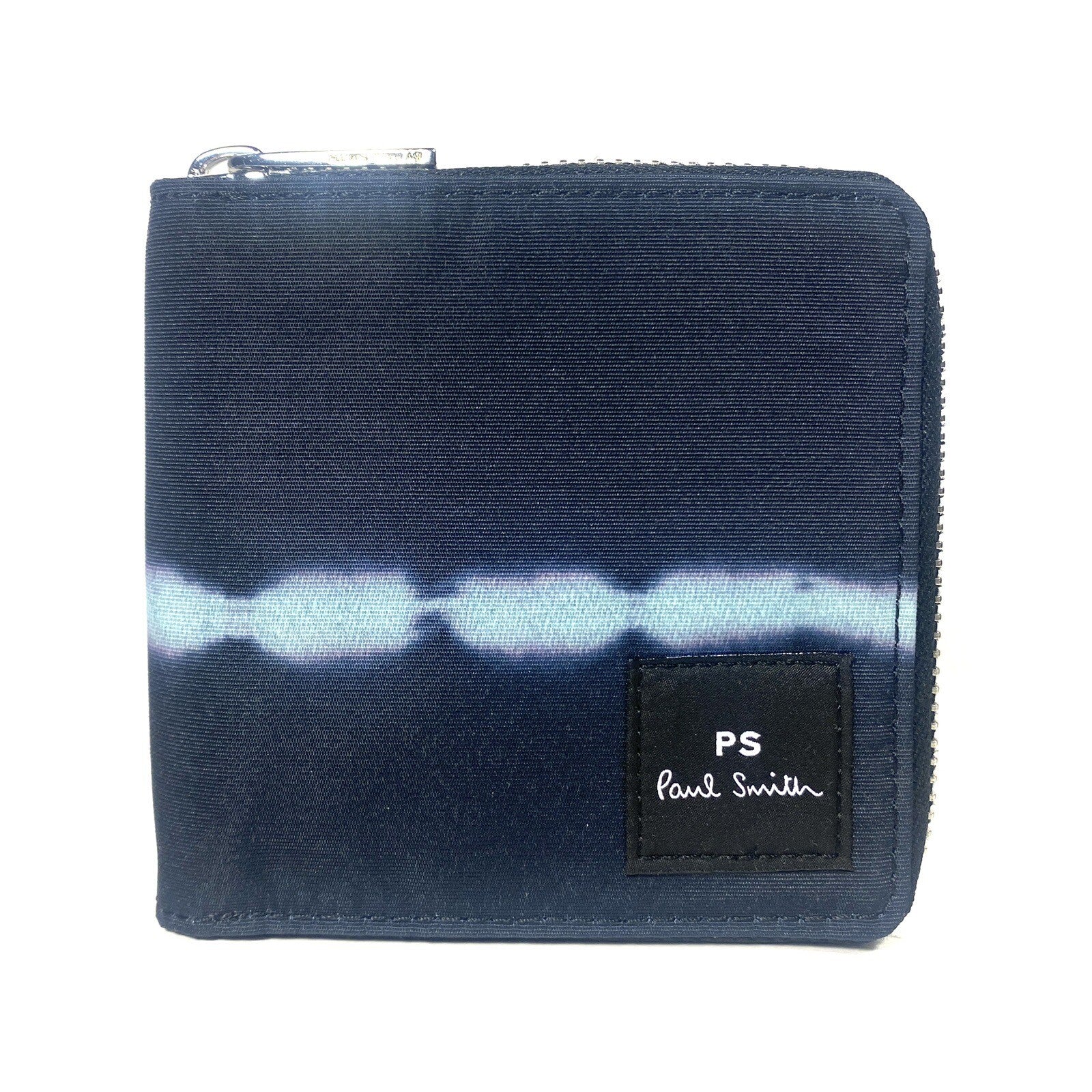 PS PAUL SMITH Tie Dye Logo Canvas Zip Wallet Navy Blue (MSRP $150)
