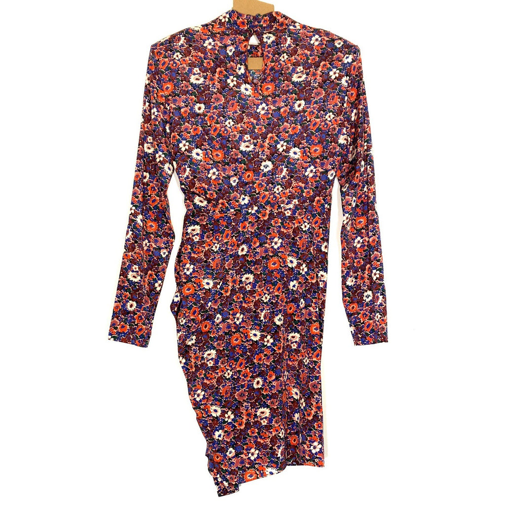 VERONICA BEARD Louella Silk Floral Long Sleeve Mini Dress Berry Red (MSRP $648)