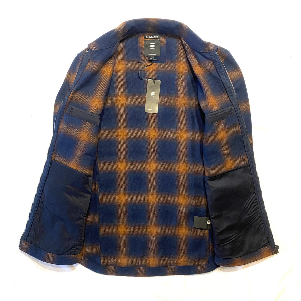 G STAR RAW Mens Zip Fly Plaid Check Flannel Overshirt Jacket Blue (MSRP $240)