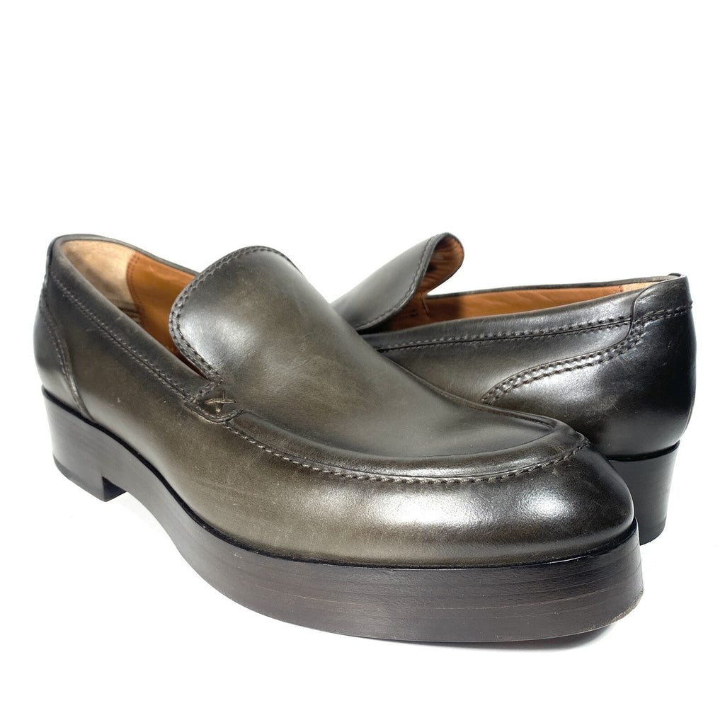 ERMENEGILDO ZEGNA Couture Mens Leather Slip On Loafers Olive Green 11 -MSRP $995