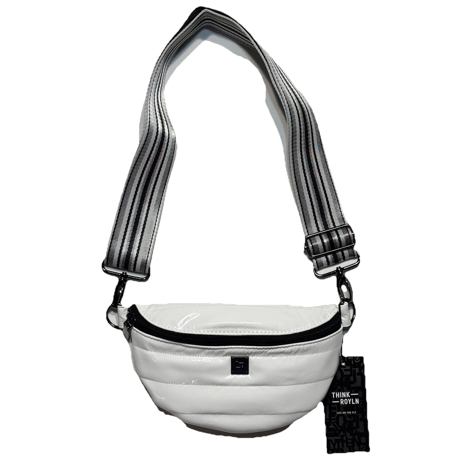 THINK ROYLN Shining Star Crossbody Waist Bag Patent White (MSRP $108)