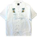 TODD SNYDER Mens Surf Embroidery Camp Collar Short Sleeve Shirt White -MSRP $198