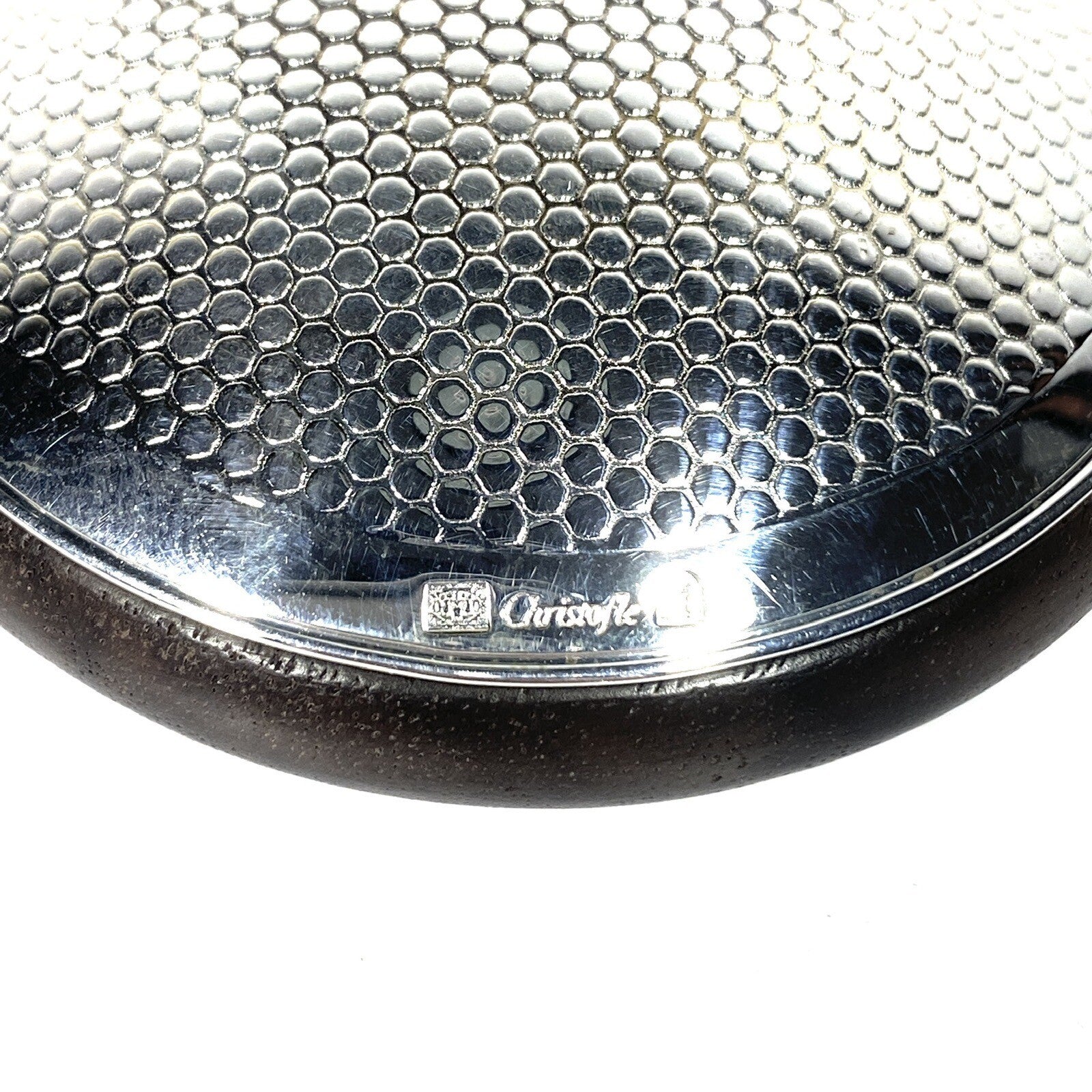 CHRISTOFLE Silver Plated Textured Brazilian Wood Paperweight Object (MSRP $150)