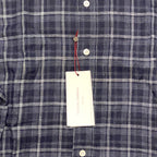 LUCIANO BARBERA Mens Linen Plaid Button Up Spread Collar Shirt Blue (MSRP $295)