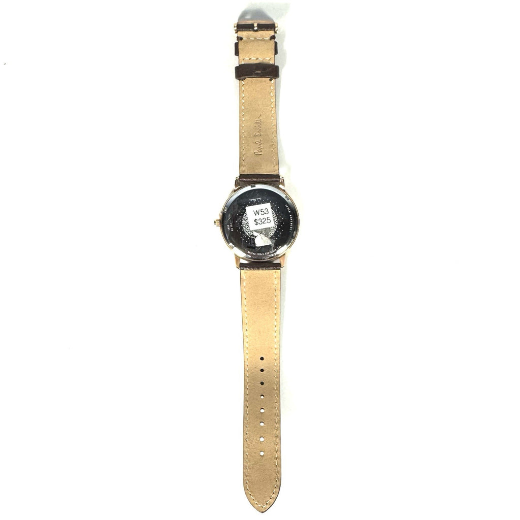 PAUL SMITH Mens Leather Strap Stainless Watch Bronze Brown 38mm (MSRP $325)