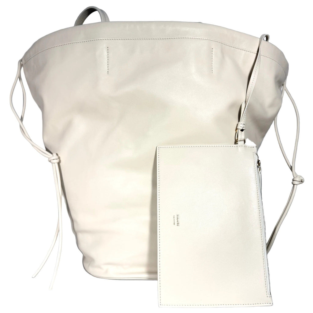 KHAITE Womens The Medium Osa Leather Tote Bag Ivory White (MSRP $2,600)