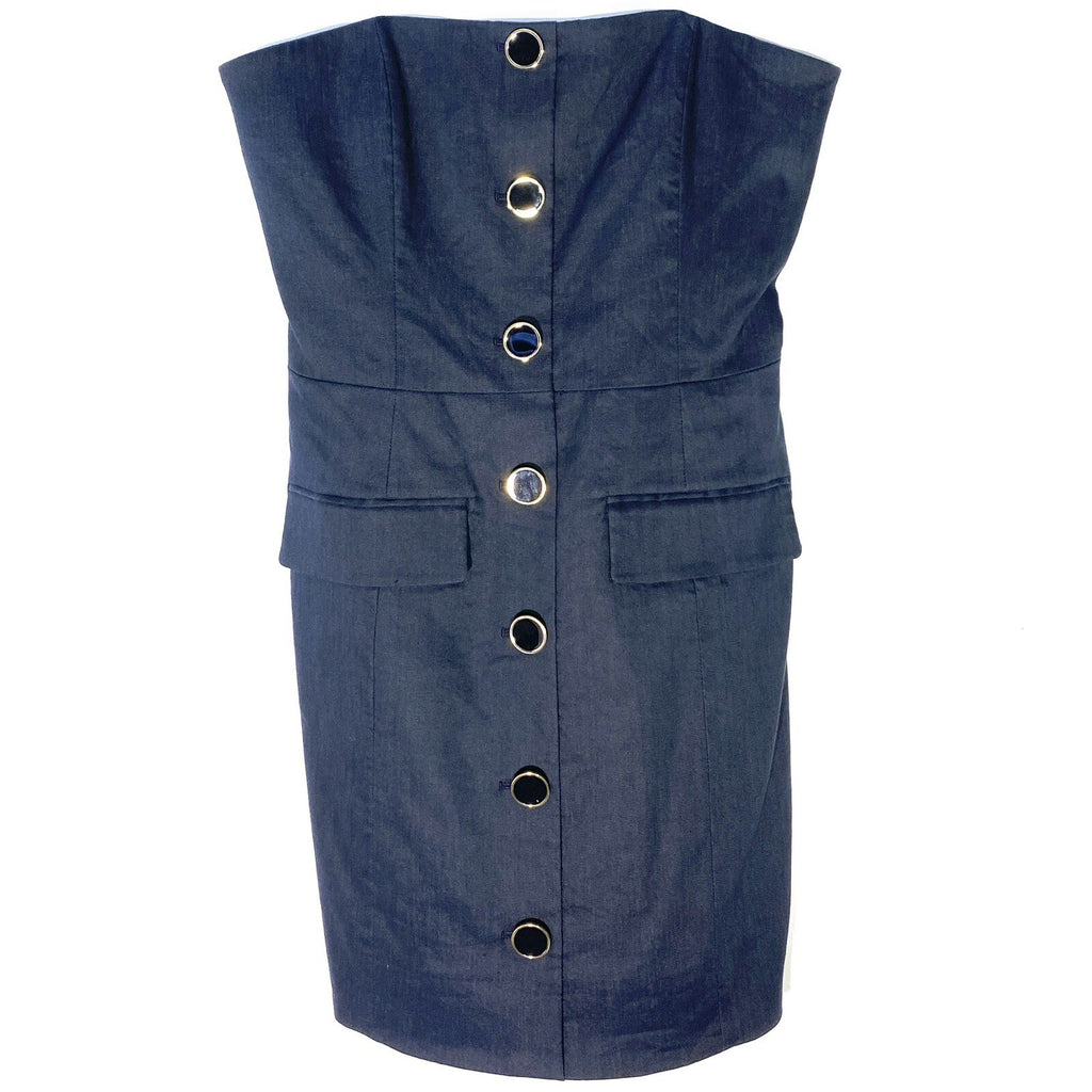 VERONICA BEARD Aldrich Button Linen Sleeveless Mini Dress Navy Blue (MSRP $548)