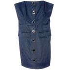 VERONICA BEARD Aldrich Button Linen Sleeveless Mini Dress Navy Blue (MSRP $548)
