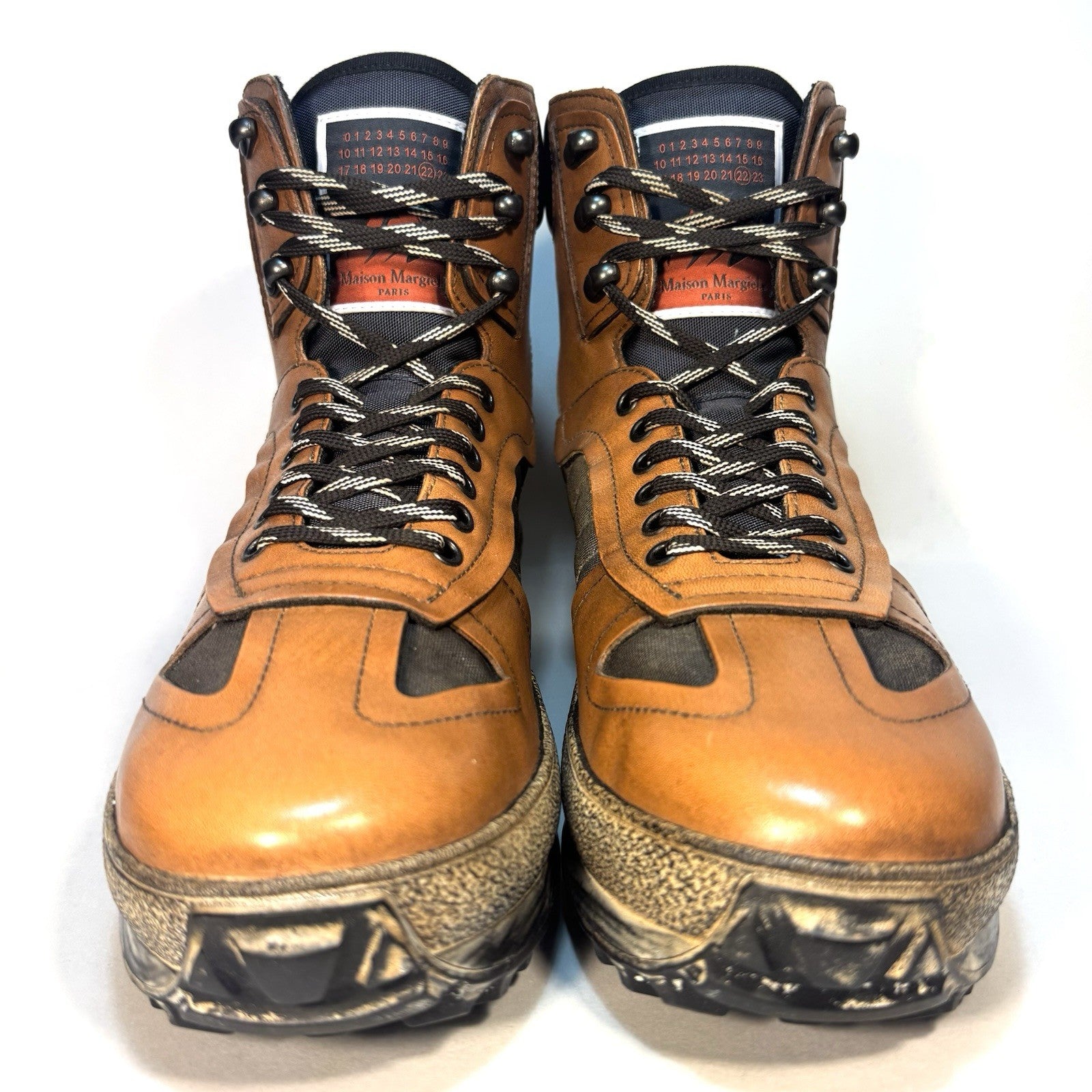MAISON MARGIELA Mens Climber Hiker Leather Sneaker Boots Brown (MSRP $1,100)
