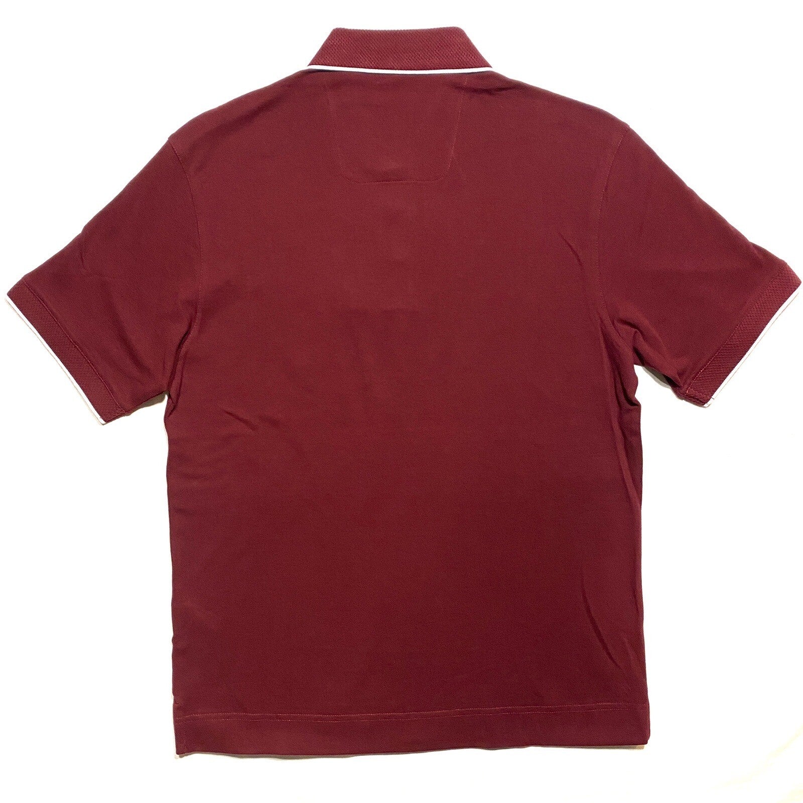 Z ZEGNA Mens Short Sleeve Pique Cotton Logo Polo Shirt Dark Red S (MSRP $225)