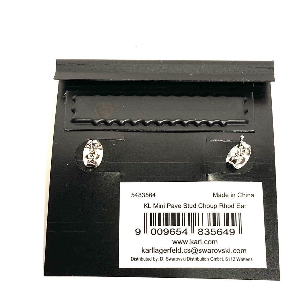 KARL LAGERFELD Swarovski Choupette Cat Mini Pave Stud Earrings Silver (MSRP $49)