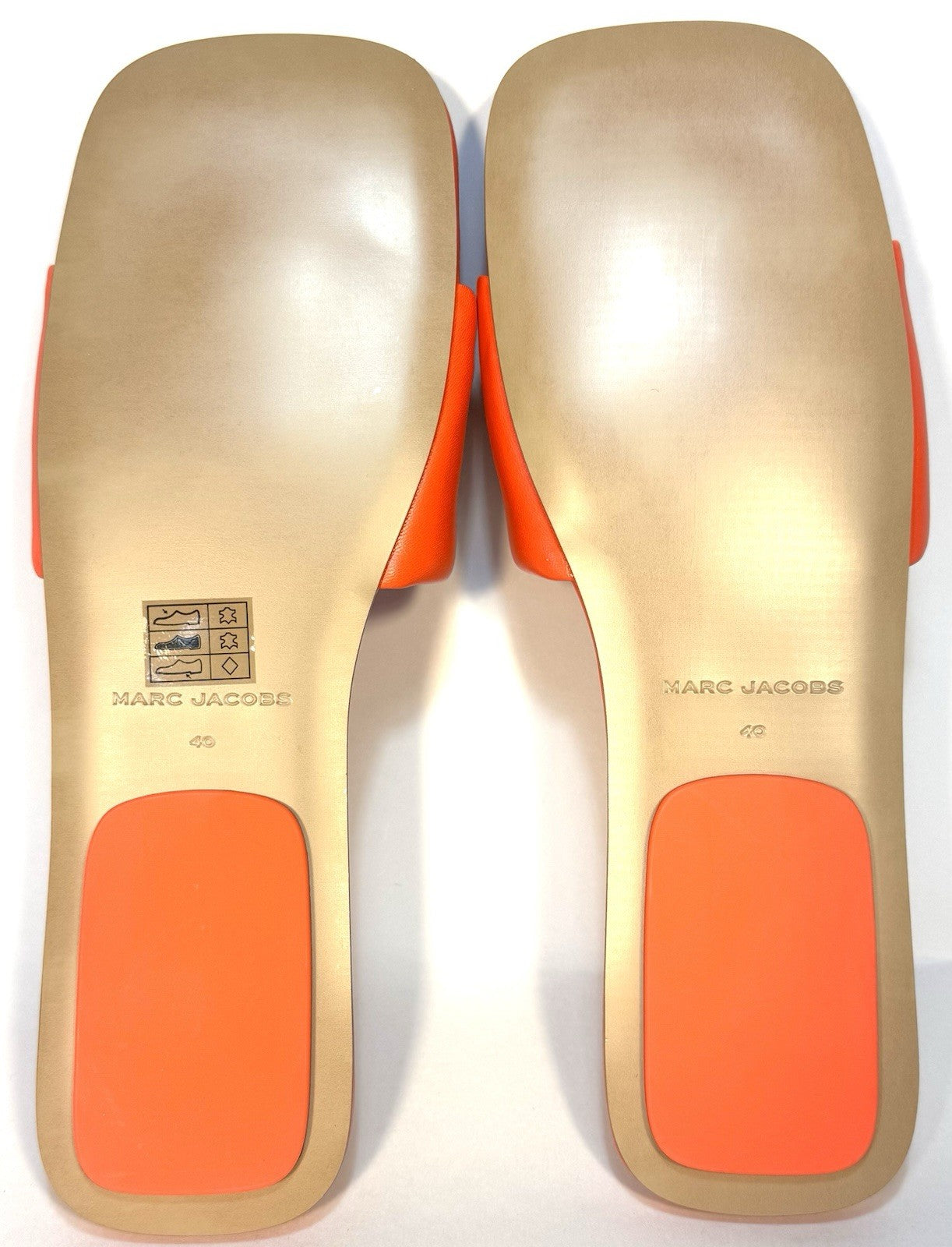 MARC JACOBS Womens J Logo Leather Slide Sandals Electric Orange 10 (MSRP $250)