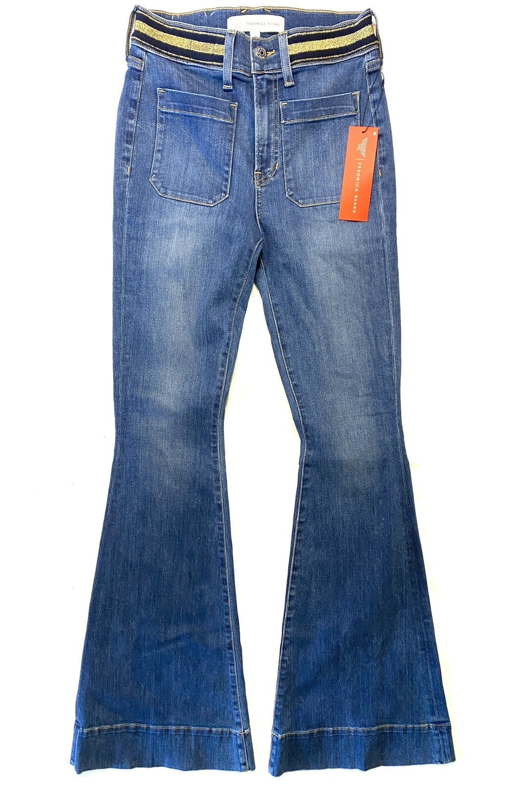 VERONICA BEARD Wonder Woman Sheridan Exaggerated Flare Jeans Blue (MSRP $398)