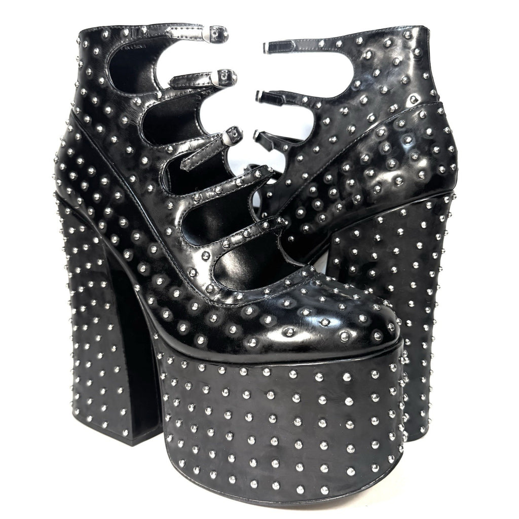 MARC JACOBS The Kiki Ankle Platform Studded Leather Boots Black (MSRP $650)