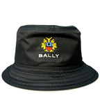 BALLY Mens Logo Crest Embroidered Nylon Bucket Hat Black Olive (MSRP $330)