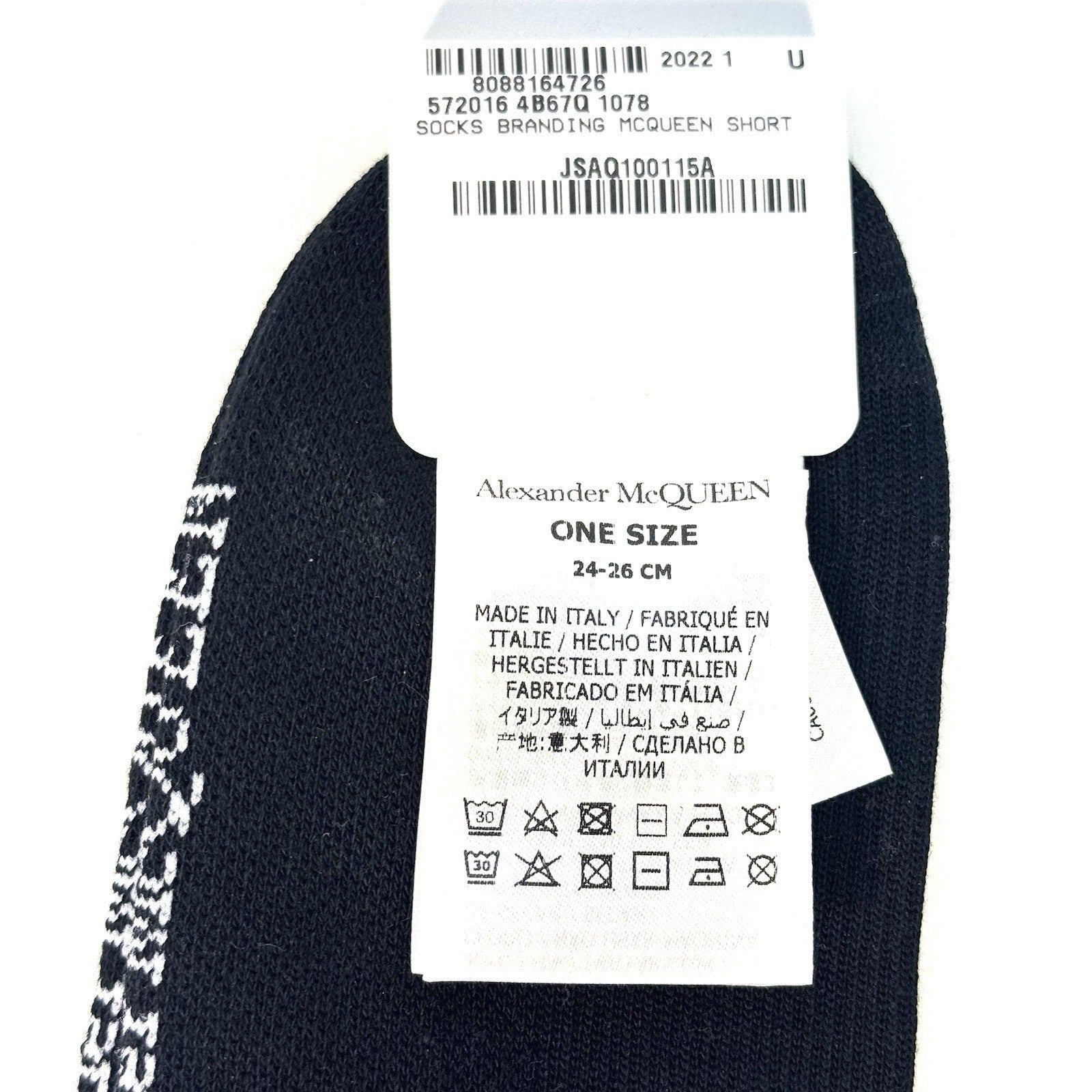 ALEXANDER MCQUEEN Mens Logo Branded Short Ankle Socks Black O/S (MSRP $110)