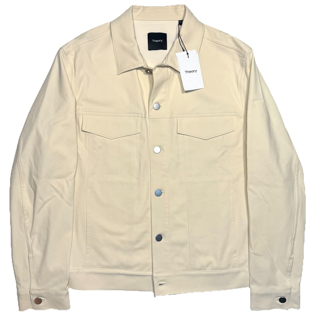 THEORY Mens River Neoteric Twill Button Front Jacket Ivory White XL (MSRP $325)