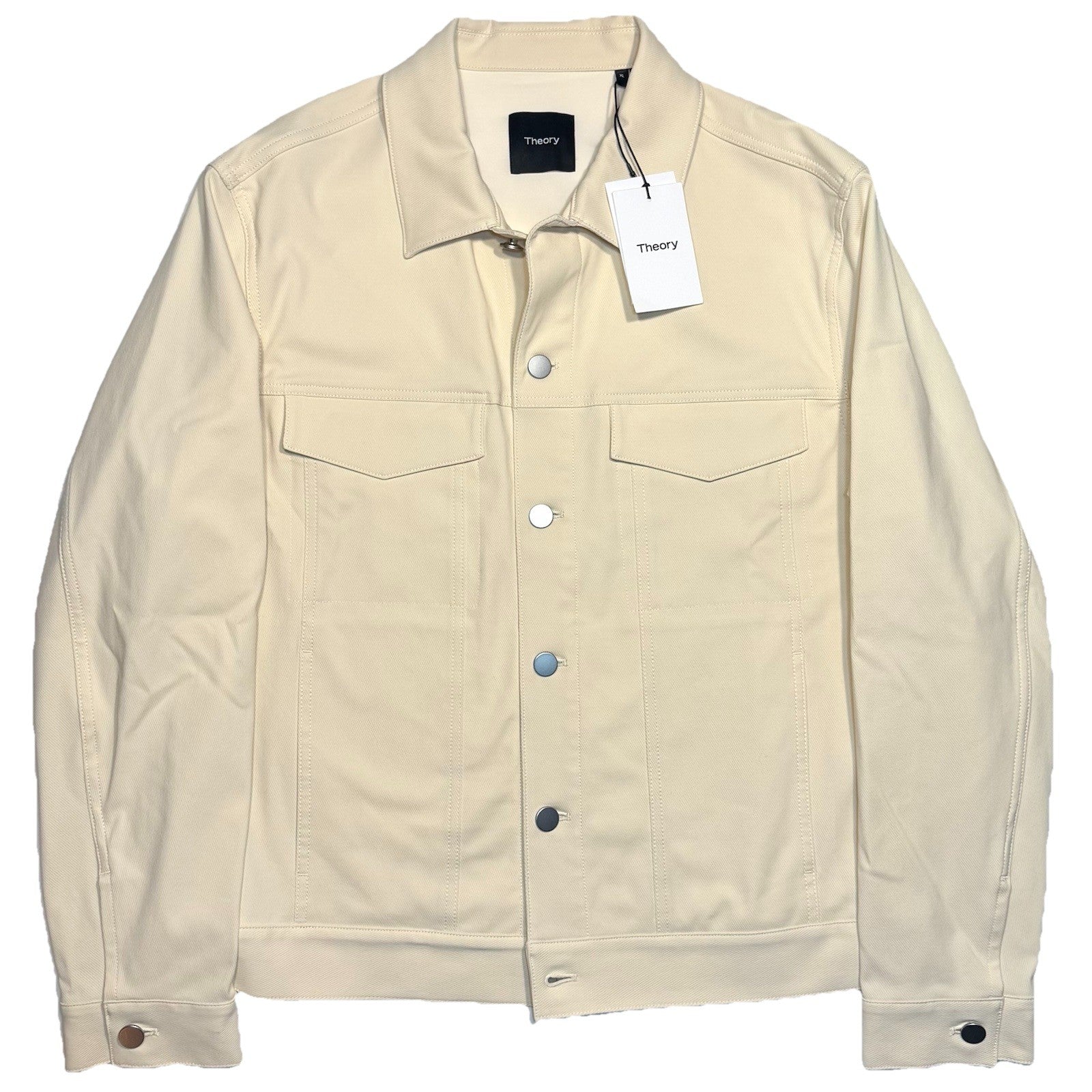 THEORY Mens River Neoteric Twill Button Front Jacket Ivory White XL (MSRP $325)