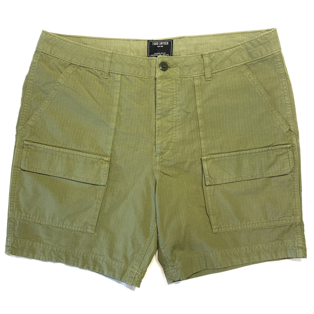 TODD SNYDER Mens 7in Ripstop Camper Cargo Shorts Dusty Pine Green (MSRP $148)