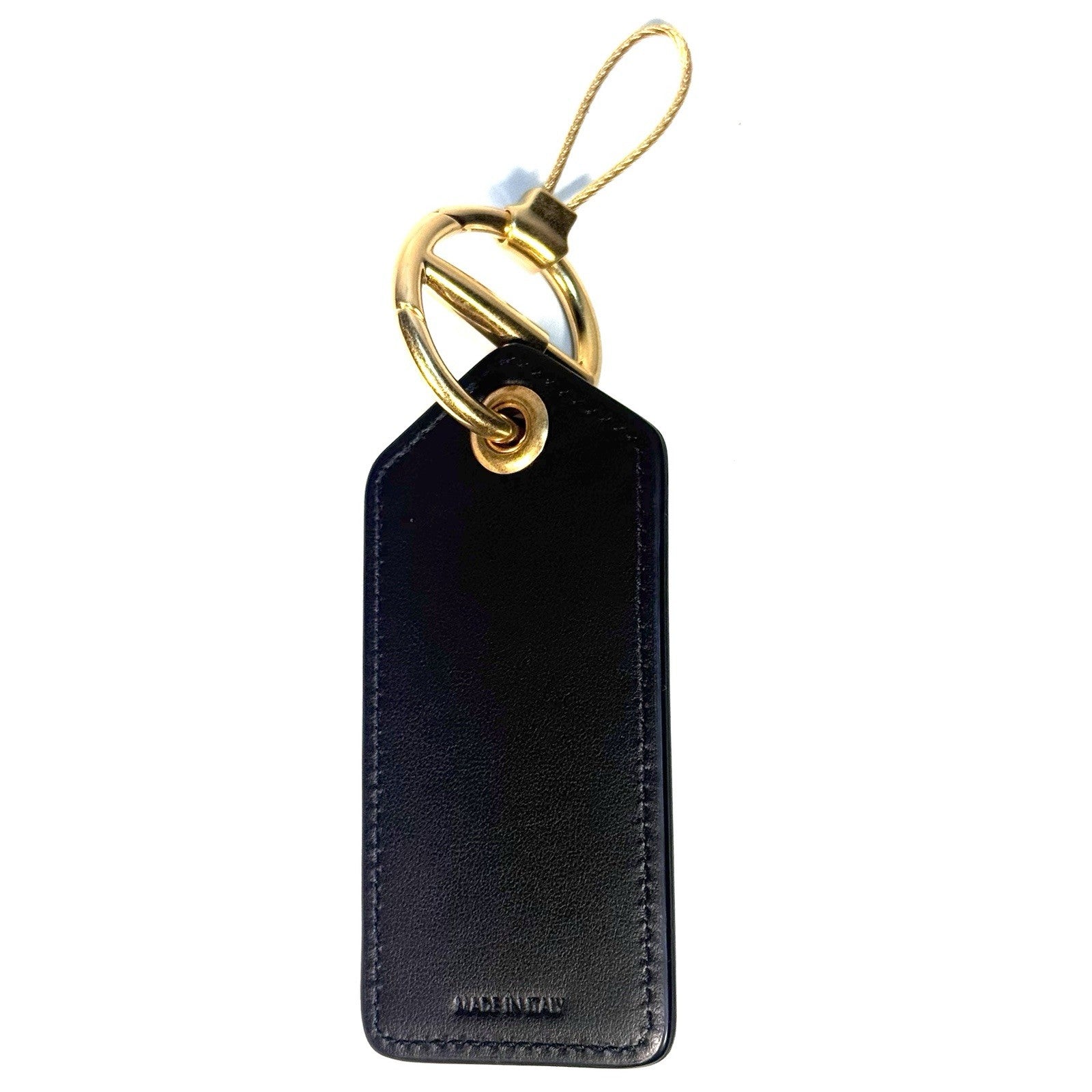 DUNHILL Longtail Logo Printed Leather Key Fob Keychain Gold (MSRP $275)