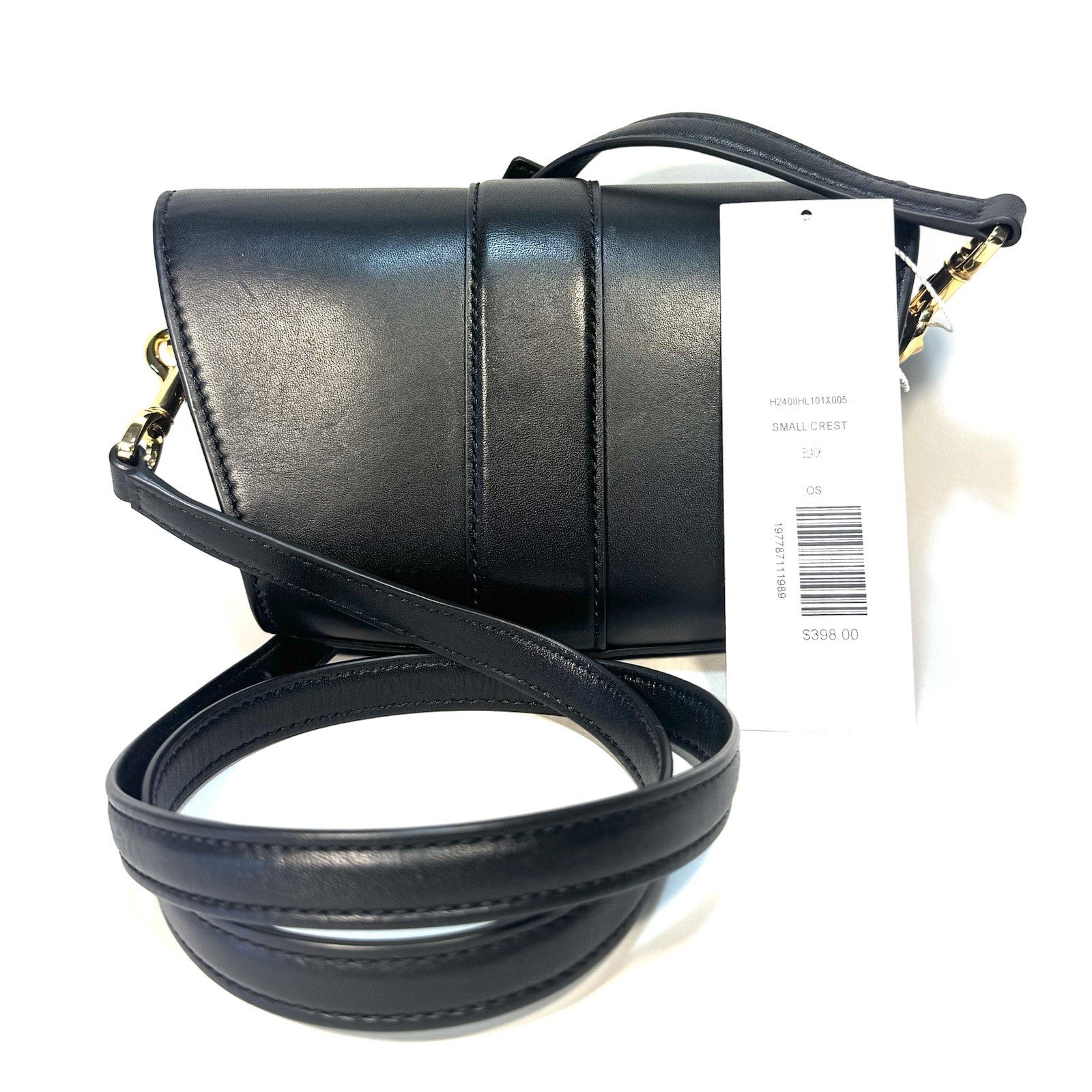 VERONICA BEARD Small Crest Lock Leather Trap Crossbody Bag Black (MSRP $398)