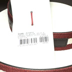 BALLY Mens Bising B Logo Stripe Canvas Leather Belt Brown Red 110 (MSRP $380)