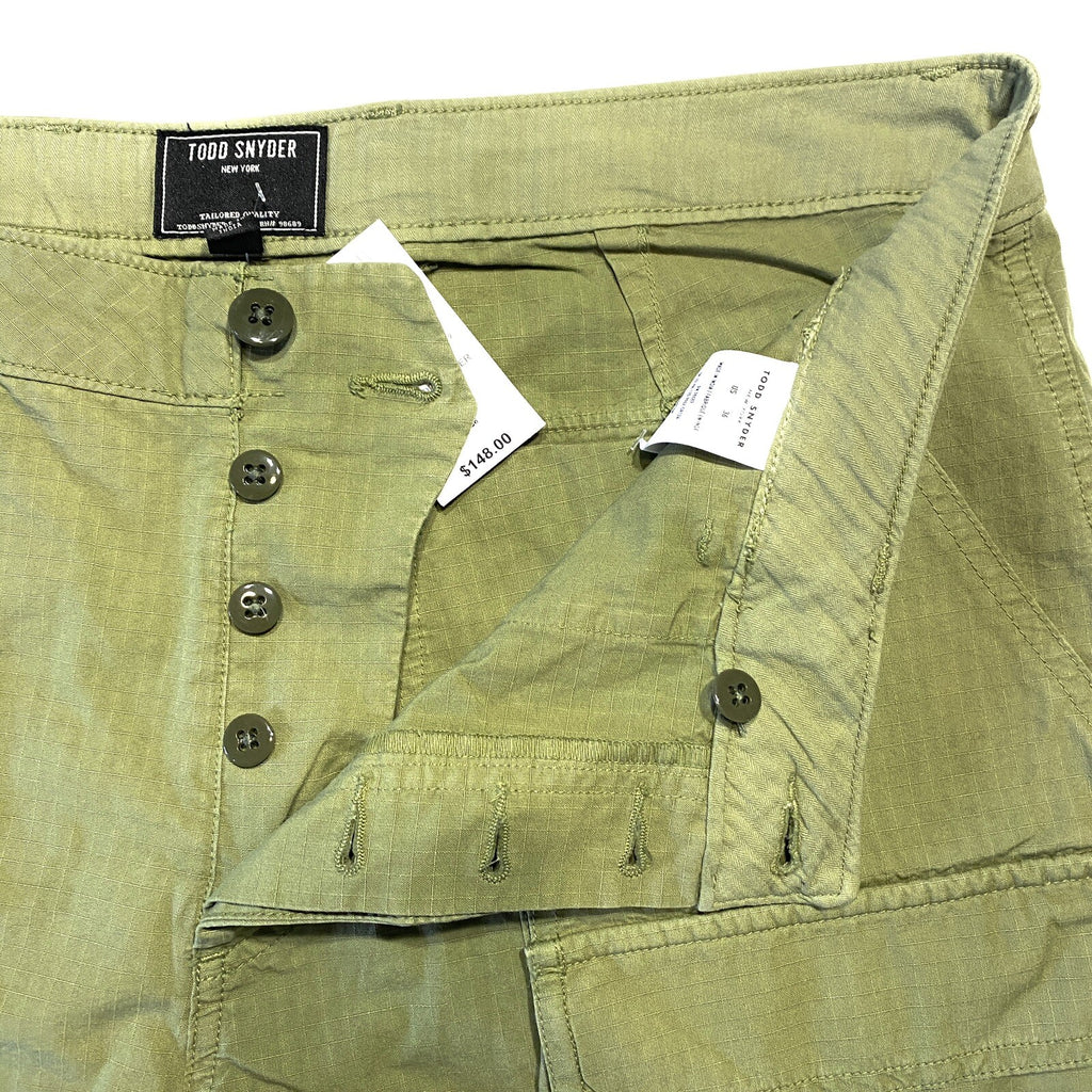TODD SNYDER Mens 7in Ripstop Camper Cargo Shorts Dusty Pine Green (MSRP $148)