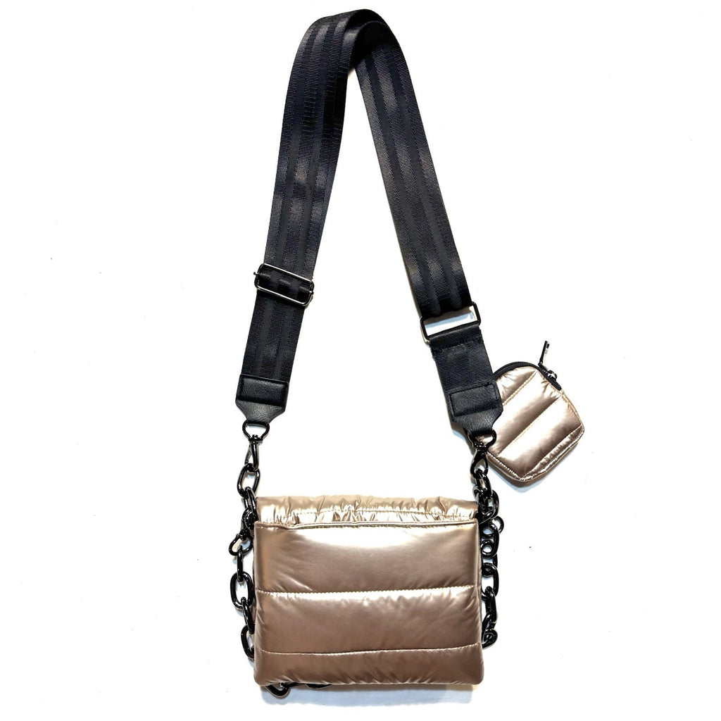 THINK ROYLN Downtown Crosswalk Crossbody Bag Pearl Cashmere Gold (MSRP $158)