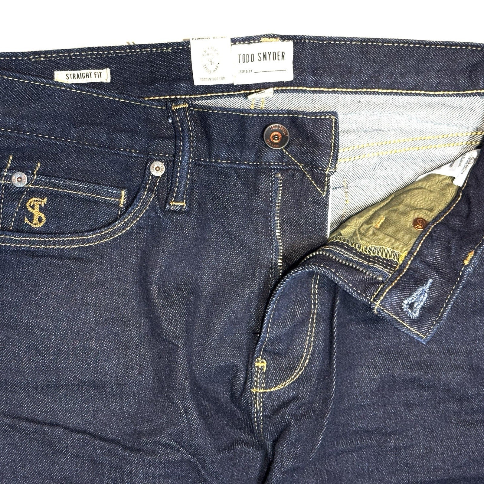 TODD SNYDER Mens Straight Fit Dark Wash Denim Jeans Indigo 28 (MSRP $248)