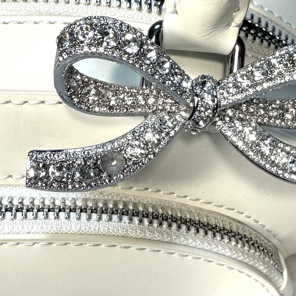 SELF-PORTRAIT Womens Curved Leather Mini Shoulder Bag Cream White (MSRP $555)