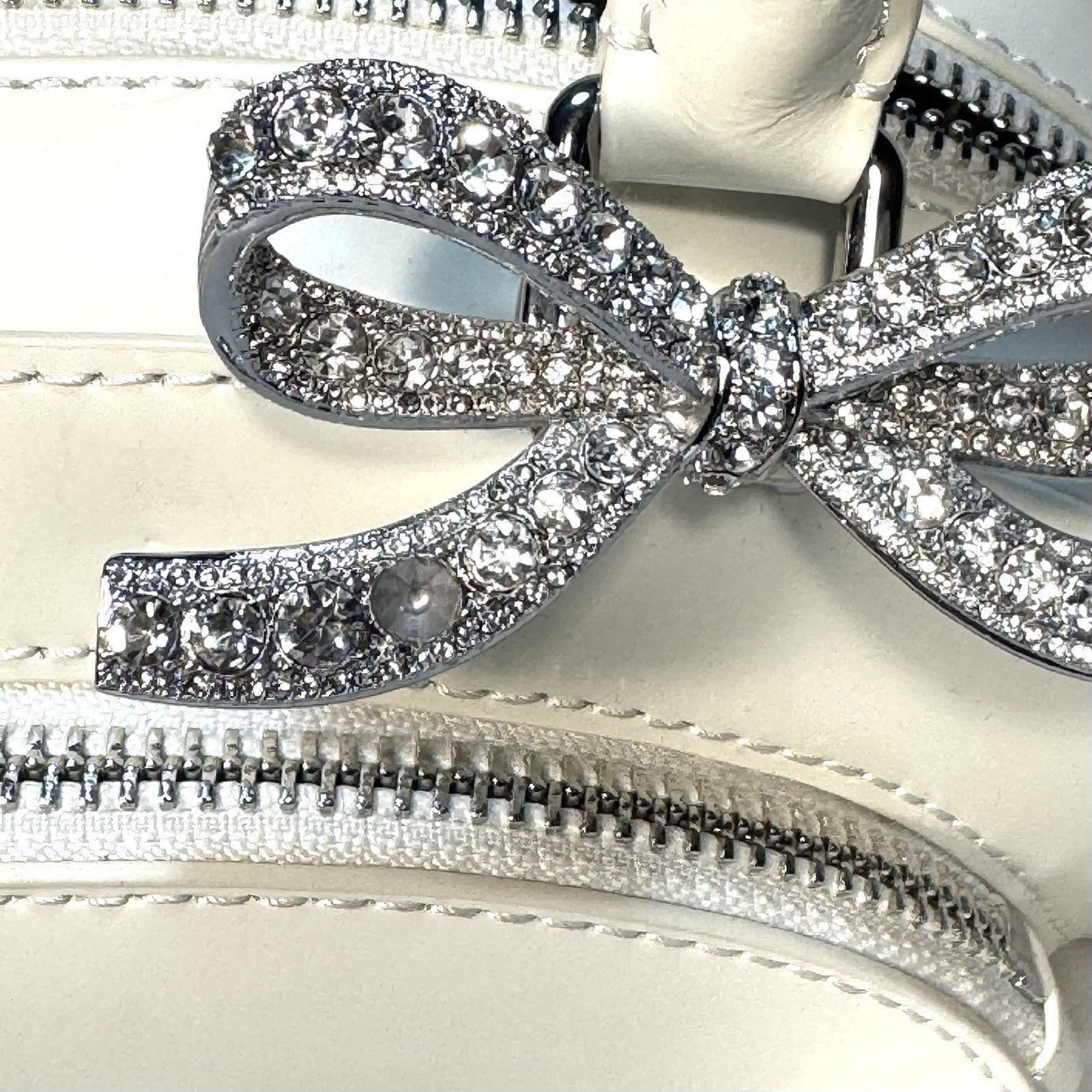 SELF-PORTRAIT Womens Curved Leather Mini Shoulder Bag Cream White (MSRP $555)