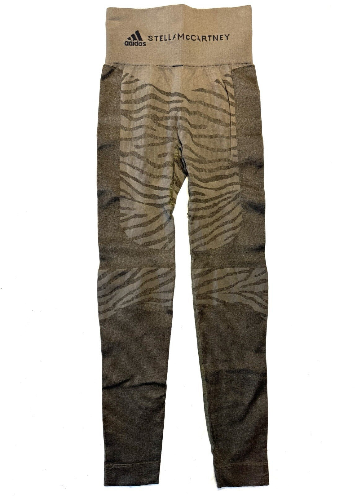 ADIDAS x STELLA MCCARTNEY Womens TPR Tiger Stripe Leggings Green XS (MSRP $140)