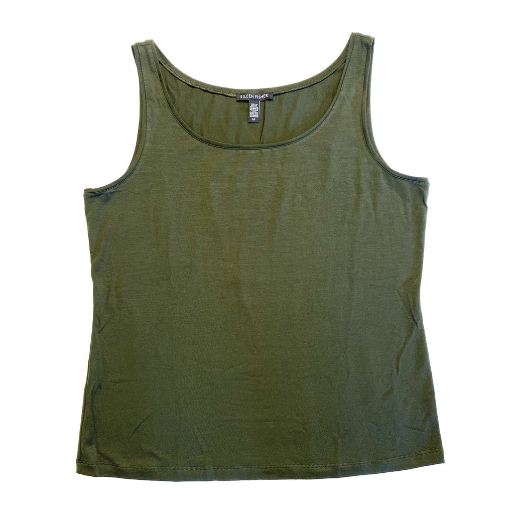 EILEEN FISHER Womens Viscose Spandex Stretch Tank Top Green S (MSRP $68)