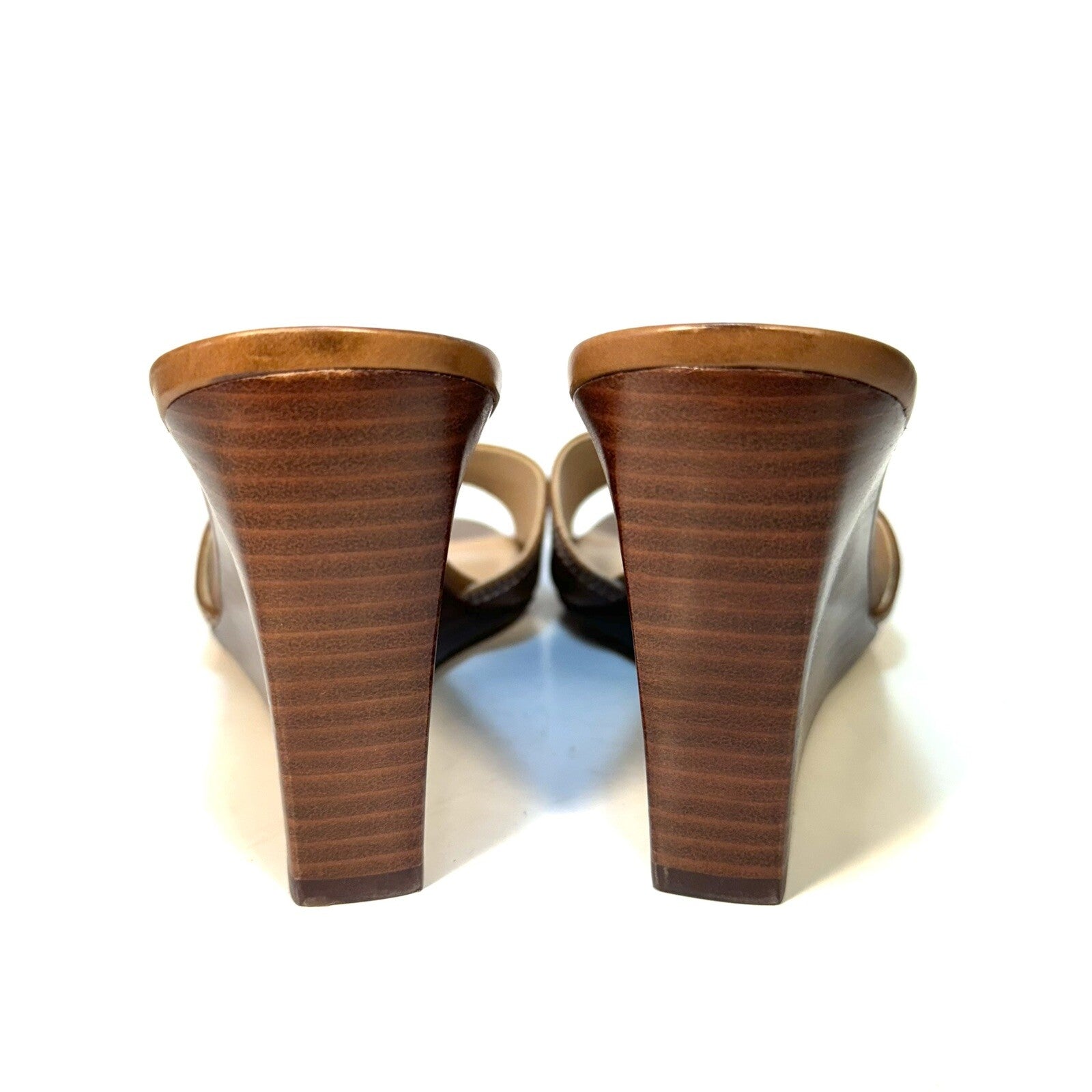 VERONICA BEARD Ellen Leather Wedge Slip On Sandals Caramel Brown (MSRP $350)