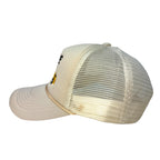 PARKE Womens NYC Taxi Cab Logo Embroidered Snapback Mesh Trucker Hat Beige