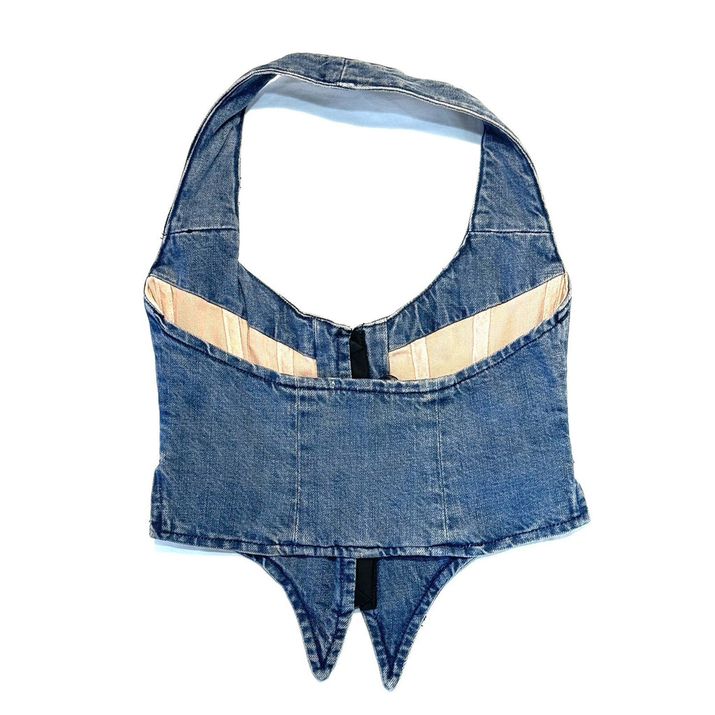 MIAOU Dani Denim Corset Vest Top Echo Blue (MSRP $295)