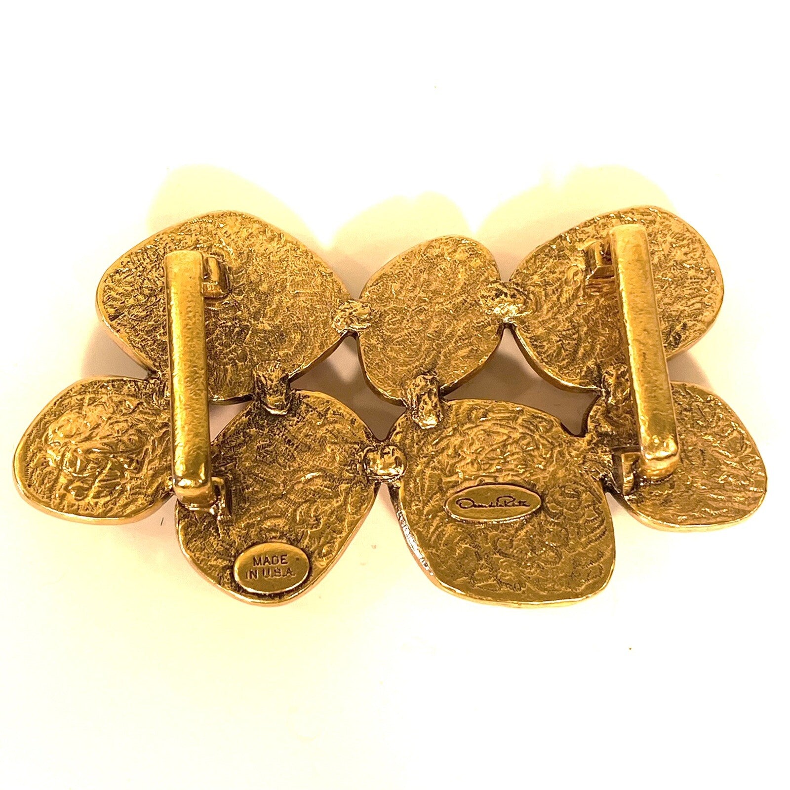 OSCAR DE LA RENTA Womens Jeweled Stones Belt Buckle Orange Amber 1in