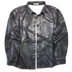 HELMUT LANG Mens Foil Jean Shirt Jacket Metal Crash Distressed Black (MSRP $695)