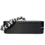 KARA Rhombus Zip Leather Rhinestone Jewel Strap Shoulder Bag Black (MSRP $525)