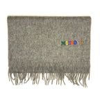 MISSONI Mens Womens Wool Fringe Scarf Multicolor Logo Black Gray Red